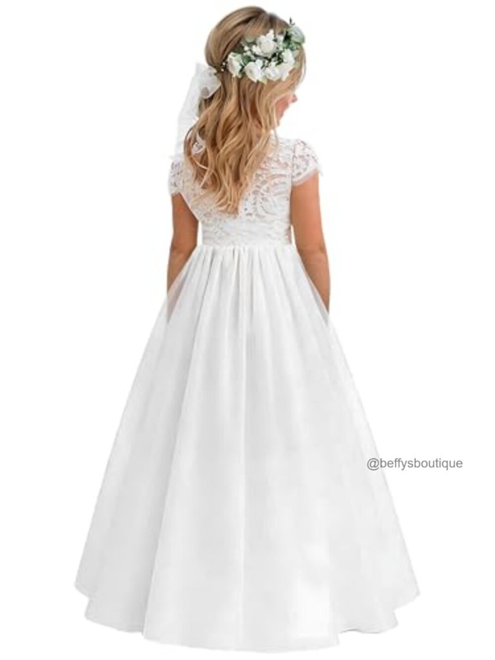 Girls Paisley Lace Back A-Line Tutu Tulle Formal Party Dress